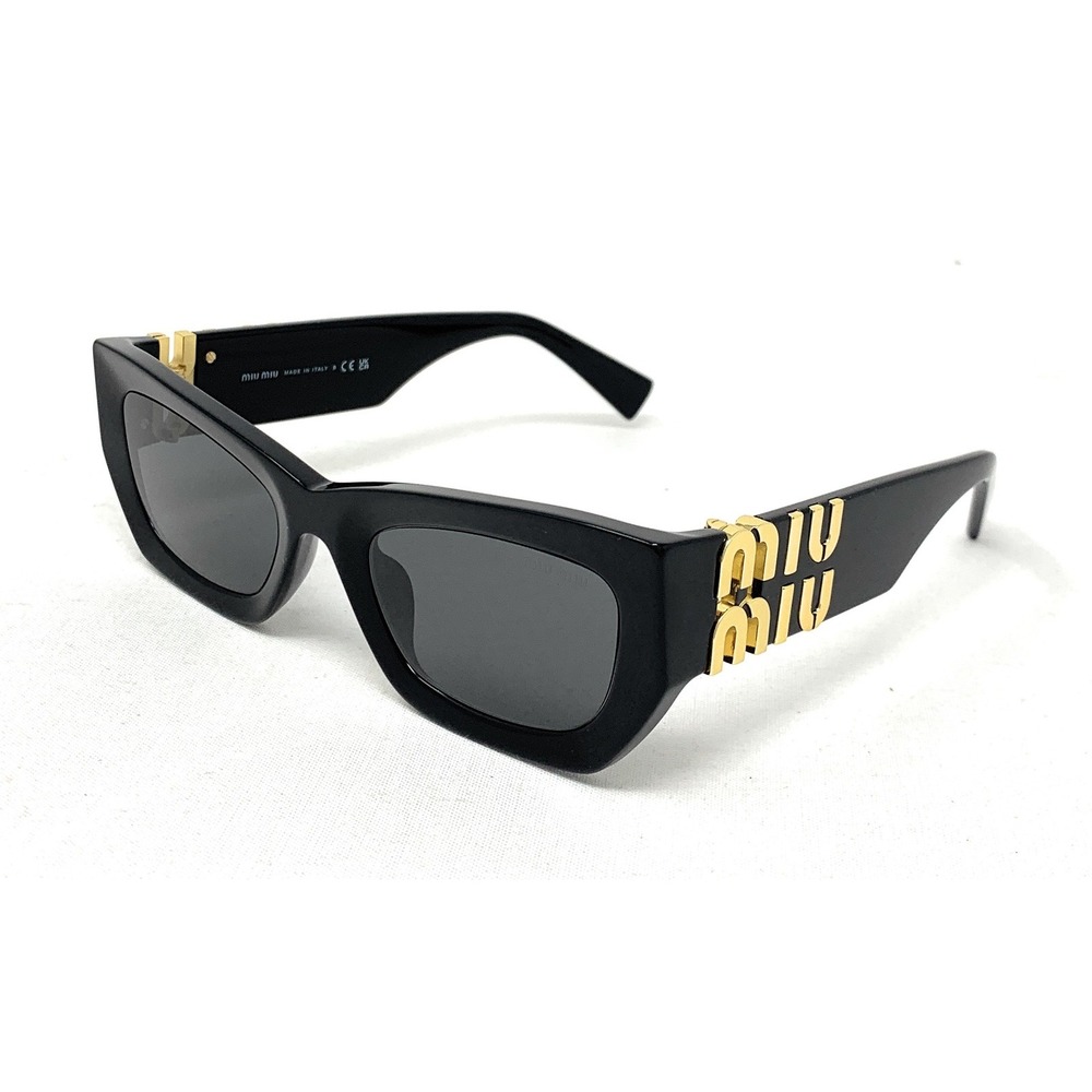 Miu Miu 09WS 1AB5S0 Women's Black Rectangle Sunglasses Dark Gray 53mm